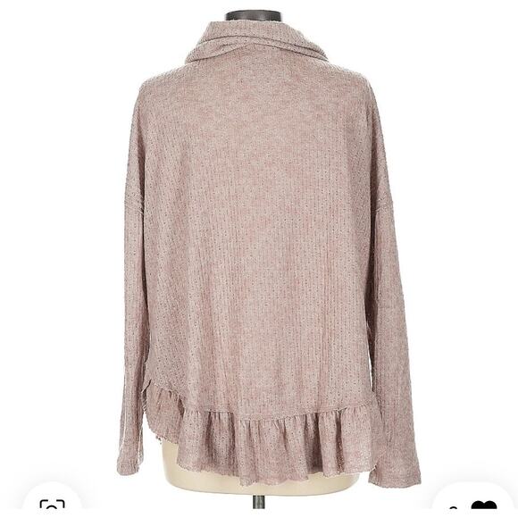 Maeve Anthropologie Addie Sweater Women’s Large Cowl Neck Ruffled Hacci Pullover - Picture 3 of 7